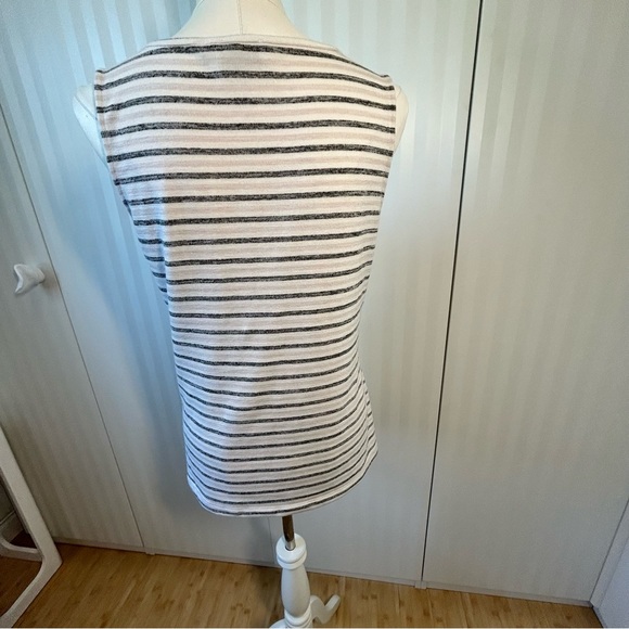 Point Zero white gray pink striped knitted tank asymmetrical Size M - Picture 6 of 9